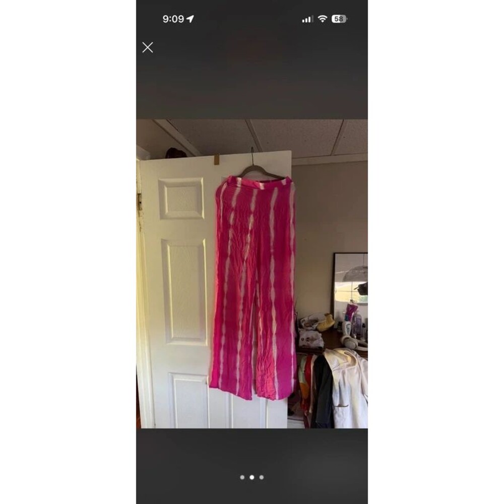 Pink tie dye flowy pants